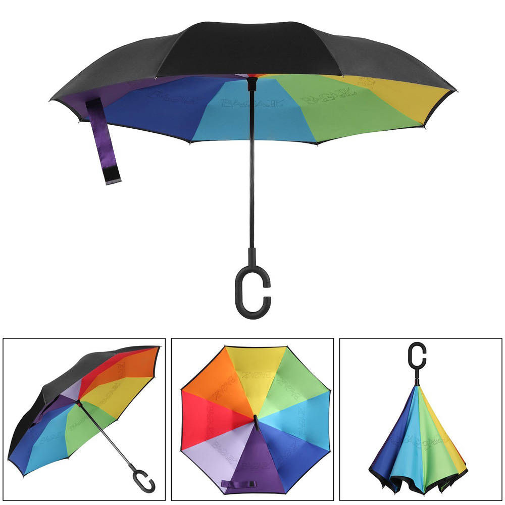 Reverse umbrella with rainbow design IU07